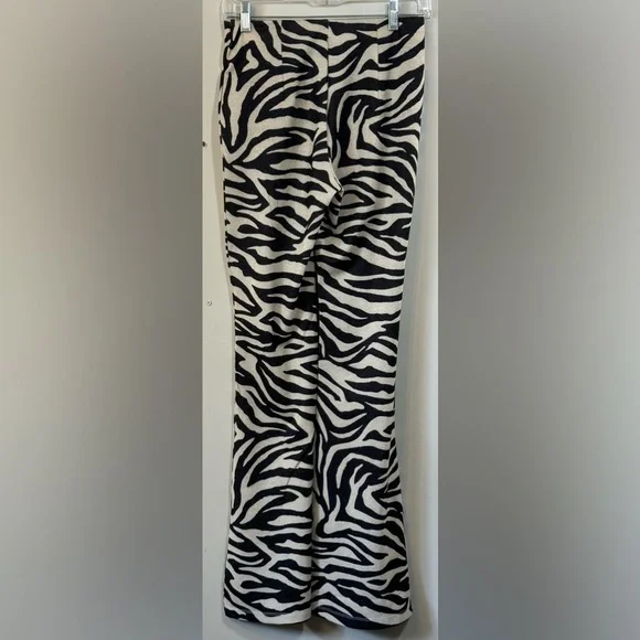 Women's Pull-on Zebra Print Bell Bottom Pants No Tags Measurements In Descr - Picture 5 of 7